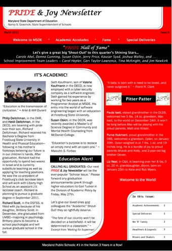 PRIDE & Joy Newsletter, Issue 6, March 2011